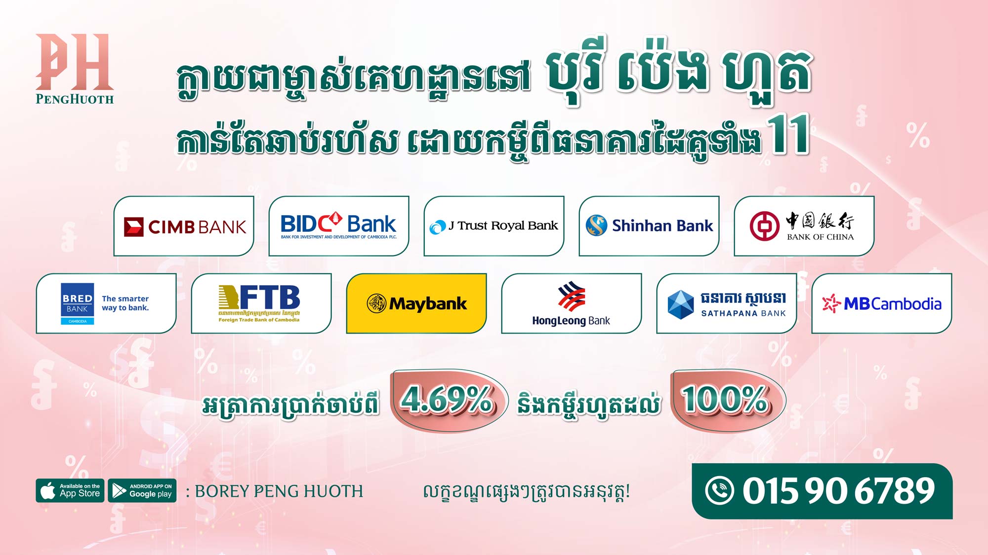 Borey Peng Huoth cooperates with 11 banks to provide great loans