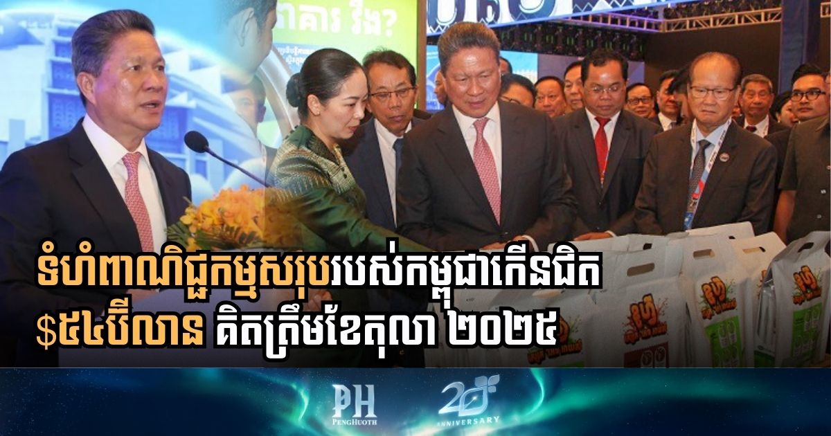 ទំហំពាណិជ្ជកម្មសរុបរបស់កម្ពុជាកើនជិត $៥៤ប៊ីលាន គិតត្រឹមខែតុលា ២០២៥