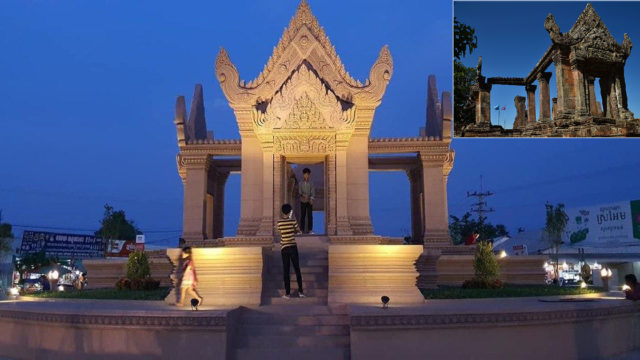 Fifth Kopura statue completed in Preah Vihear province’s Sra’em circle