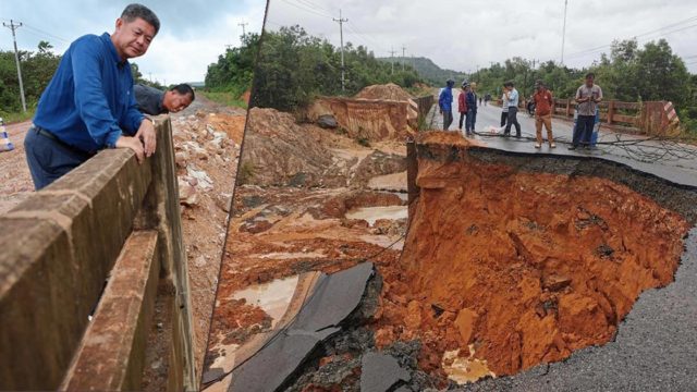 រដ្ឋបាលខេត្តព្រះសីហនុកំពុងជួសជុលកំណាត់ផ្លូវ១៤៦បេ ក្នុងស្រុកស្ទឹងហាវ ក្រោយបាក់រលំ