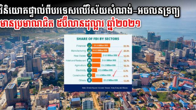 វិនិយោគផ្ទាល់ពីបរទេសលើវិស័យអចលនទ្រព្យ មានទឹកប្រាក់វិនិយោគជិត ៥ប៊ីលានដុល្លារ​ក្នុងឆ្នាំ២០២១