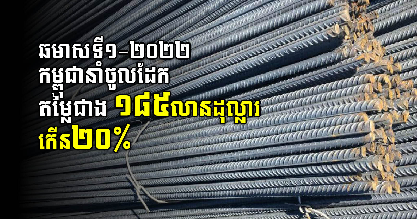 ឆមាសទី១-២០២២ កម្ពុជានាំចូលដែក និងដែកថែប តម្លៃជាង ១៨៥លានដុល្លារ កើន២០%