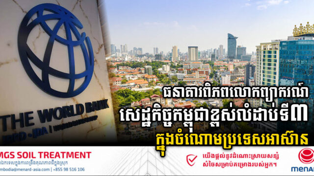 WB៖ ២០២៣ កំណើនសេដ្ឋកិច្ចកម្ពុជាស្ថិតនៅក្នុងលំដាប់ទី៣ ក្នុងចំណោមប្រទេសអាស៊ាន
