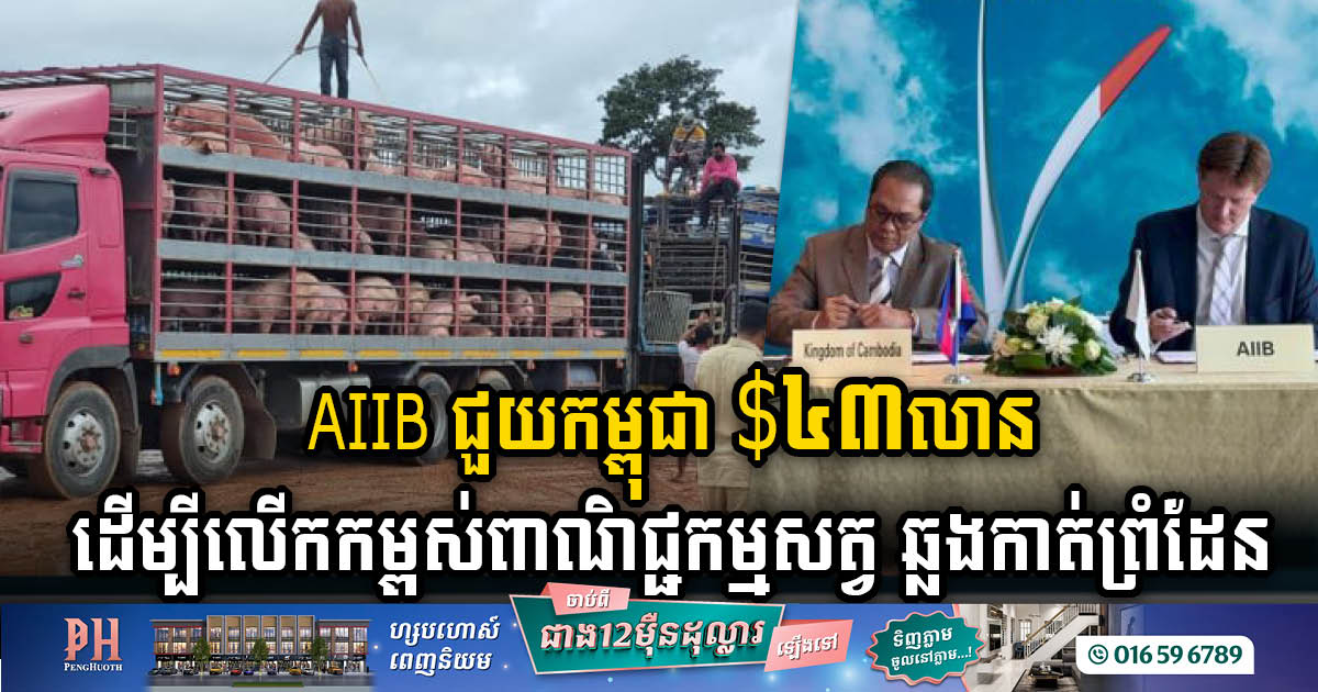 AIIB សម្រេចផ្តល់កម្ចី ៤៣លានដុល្លារ សម្រាប់កម្ពុជាលើកកម្ពស់ពាណិជ្ជកម្មសត្វ ឆ្លងកាត់ព្រំដែន