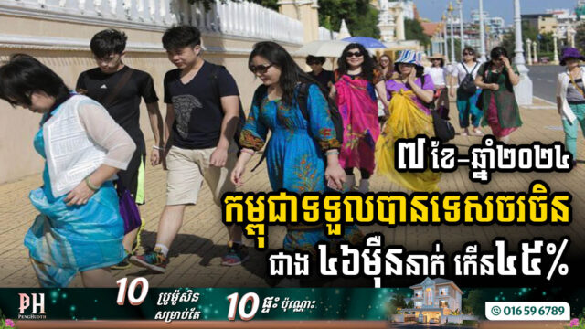 រយៈពេល ៧ខែ-ឆ្នាំ២០២៤ កម្ពុជាទទួលបានទេសចរចិនជាង ៤៦ម៉ឺននាក់ កើន៤៥%