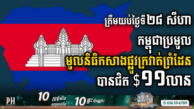 ត្រឹមយប់ថ្ងៃទី២៨ សីហា កម្ពុជាប្រមូលមូលនិធិកសាងផ្លូវក្រវាត់ព្រំដែនបានជិត $១១លាន ពីពលរដ្ឋស្នេហាជាតិ