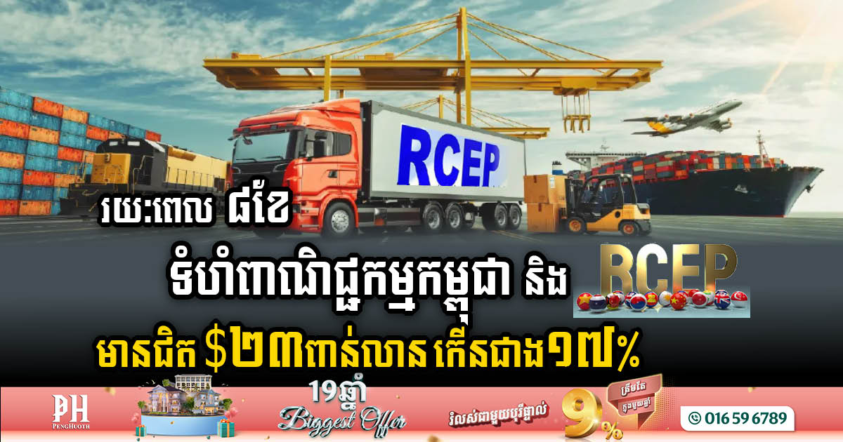 Cambodia’s Trade Volume with RCEP Surges to Nearly $23 Billion in 8-Month Period, Up 17%