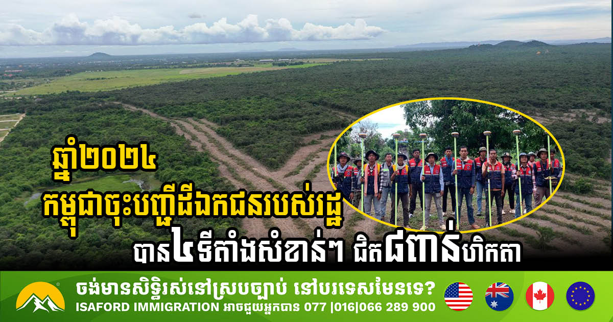 In 2024, Cambodia registered nearly 8,000 hectares of state-owned private land in four main locations