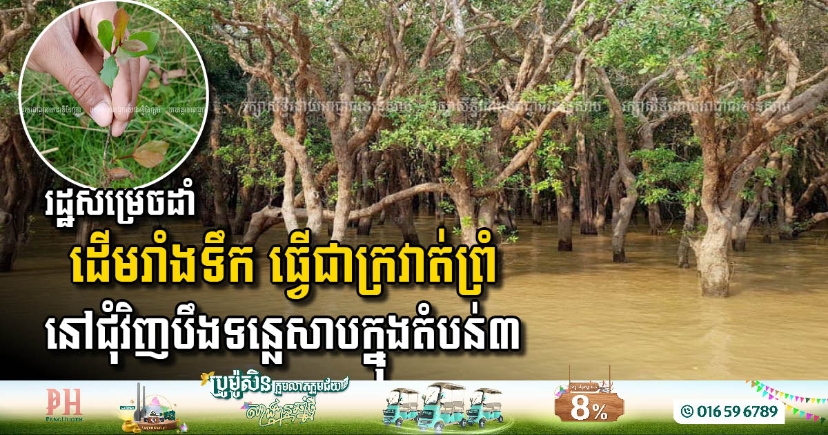 រដ្ឋសម្រេចដាំដើមរាំងទឹកធ្វើជាក្រវាត់ព្រំនៅជុំវិញបឹងទន្លេសាបក្នុងតំបន់៣