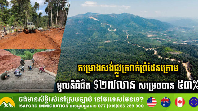 គម្រោងសង់ផ្លូវក្រវ៉ាត់ព្រំដែនក្រោមមូលនិធីជិត ២៧លានដុល្លារ សម្រេចបានជាង ៥៣% ហើយ