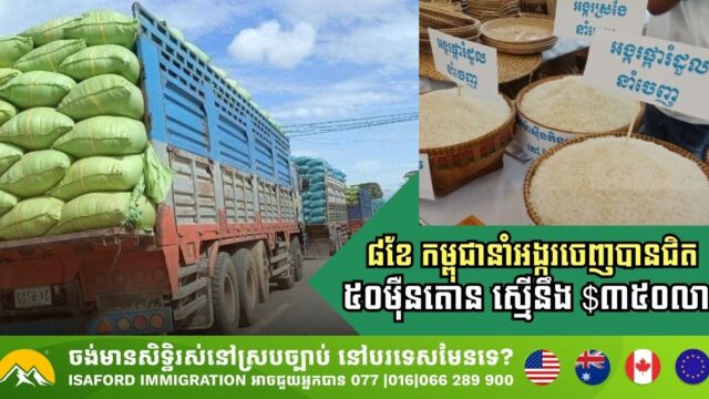 Cambodia’s Rice Exports Surge, Raking in Nearly USD 350 Million in 8 Months