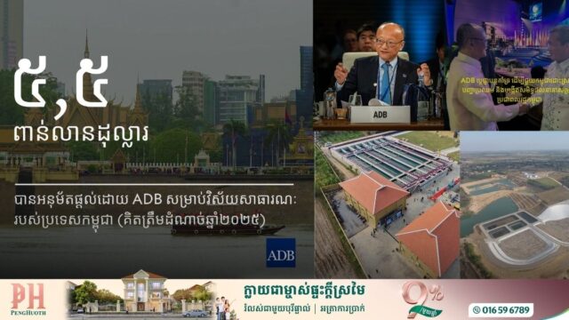 ឆ្នាំ២០២៥៖ ADB បានផ្តល់កម្ចីសម្រាប់វិស័យសាធារណៈដល់កម្ពុជា ក្នុងតម្លៃ ៥,៥ពាន់លានដុល្លារ
